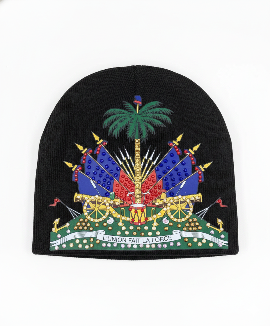 H/Flag Rhinestones Beanie Black
