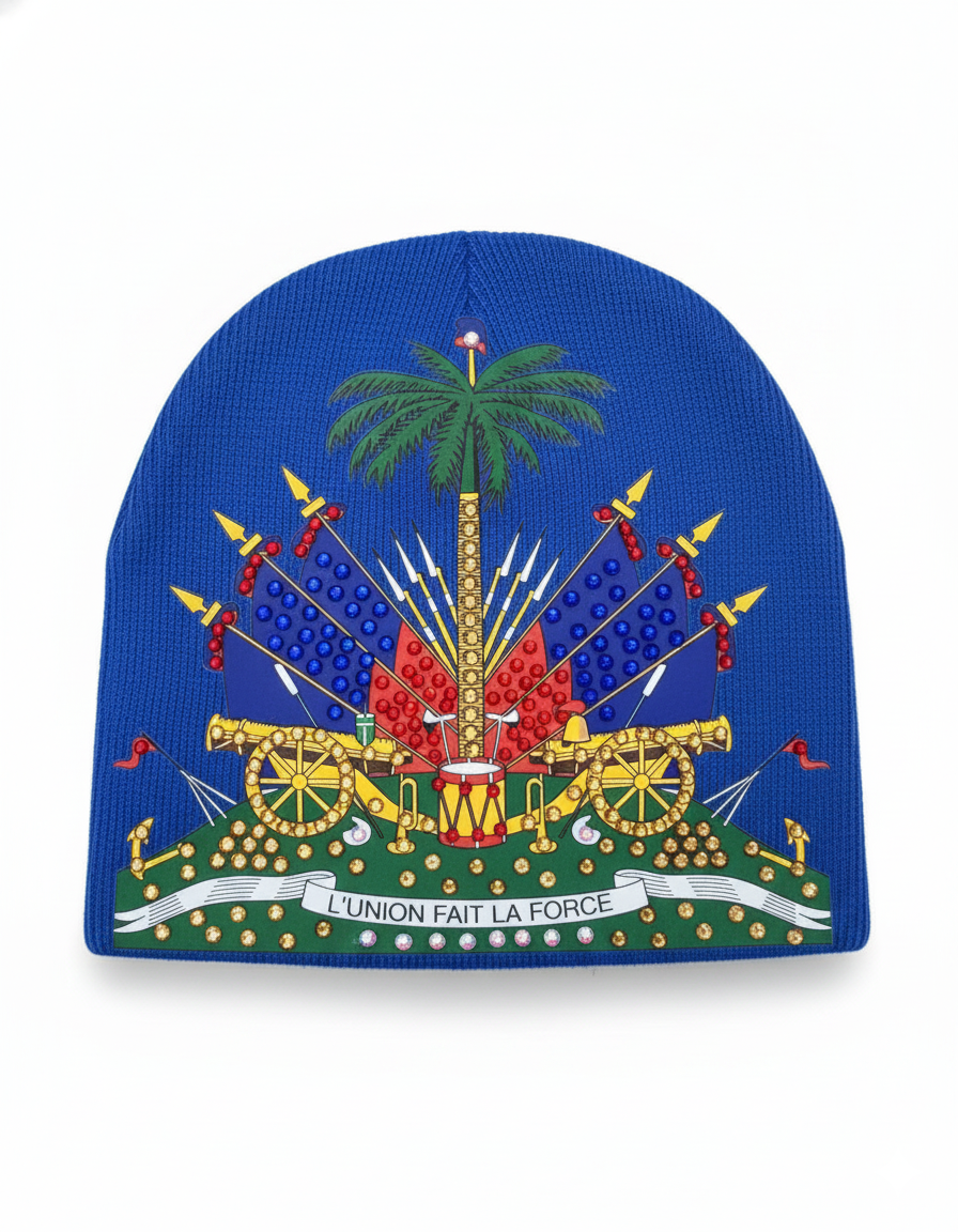 H/Flag Rhinestones Beanie Blue