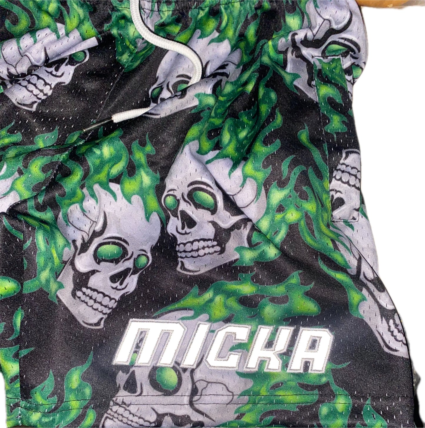 Flaming Skull Shorts (Green)