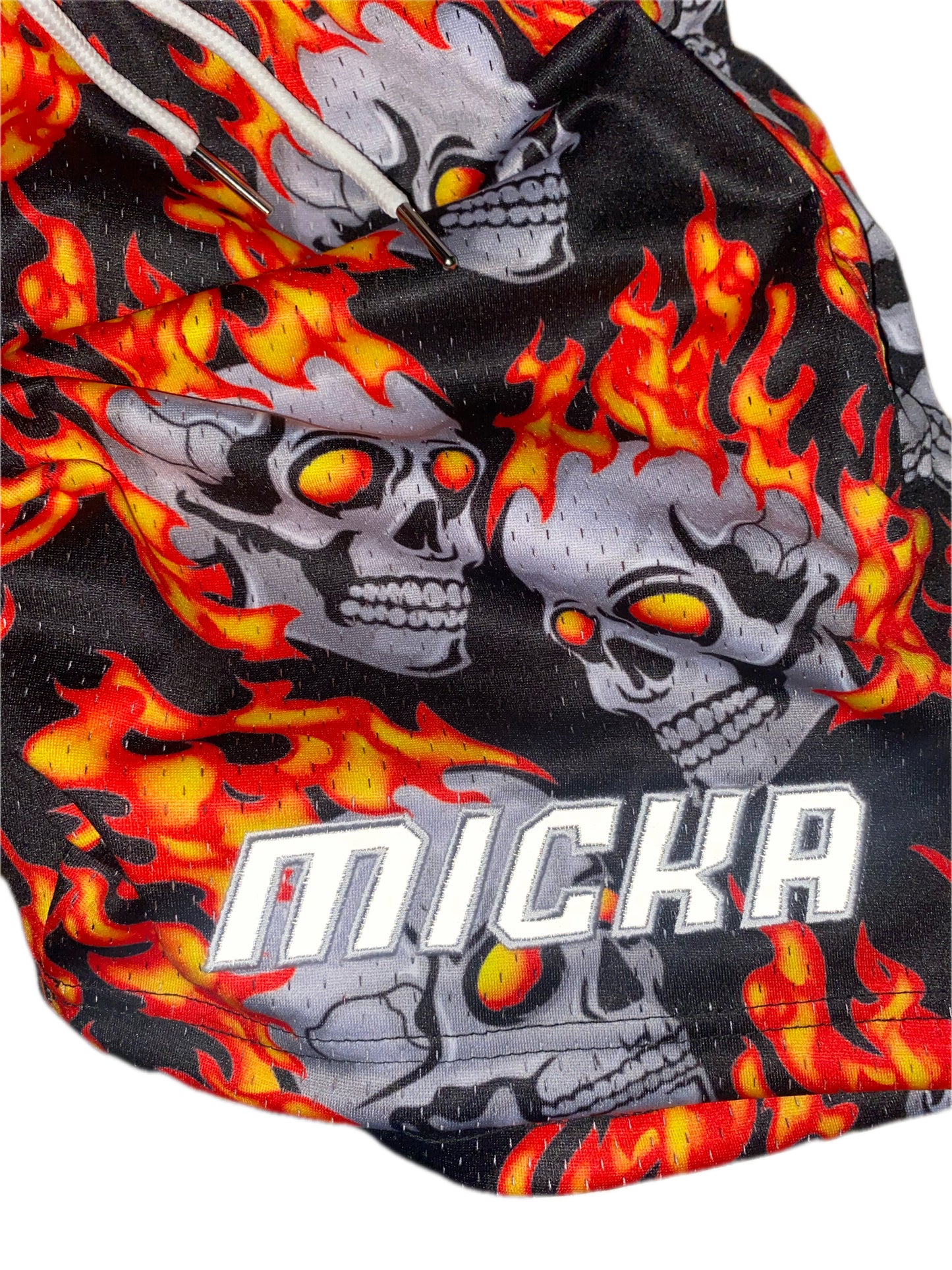 Flaming Skull Shorts (Orange)